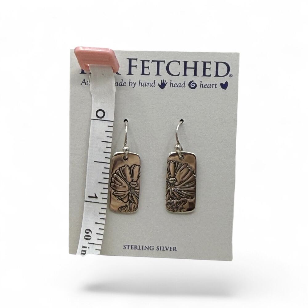 Far Fetched Cosmos Flower Dangle Earrings 925 Sterling Silver Artisan Handmade - Picture 6 of 6